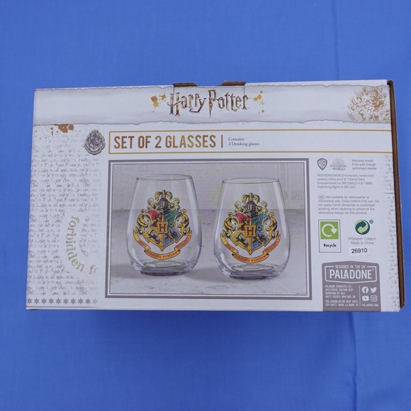 Dining | Hogwarts Stemless Wine Glasses Set Of 2 Harry Potter Drinking ...